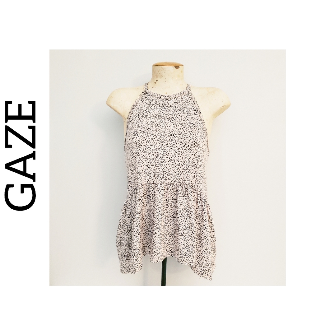 Gaze Sleeveless Summer Mini Leopard Print Top Size Small
